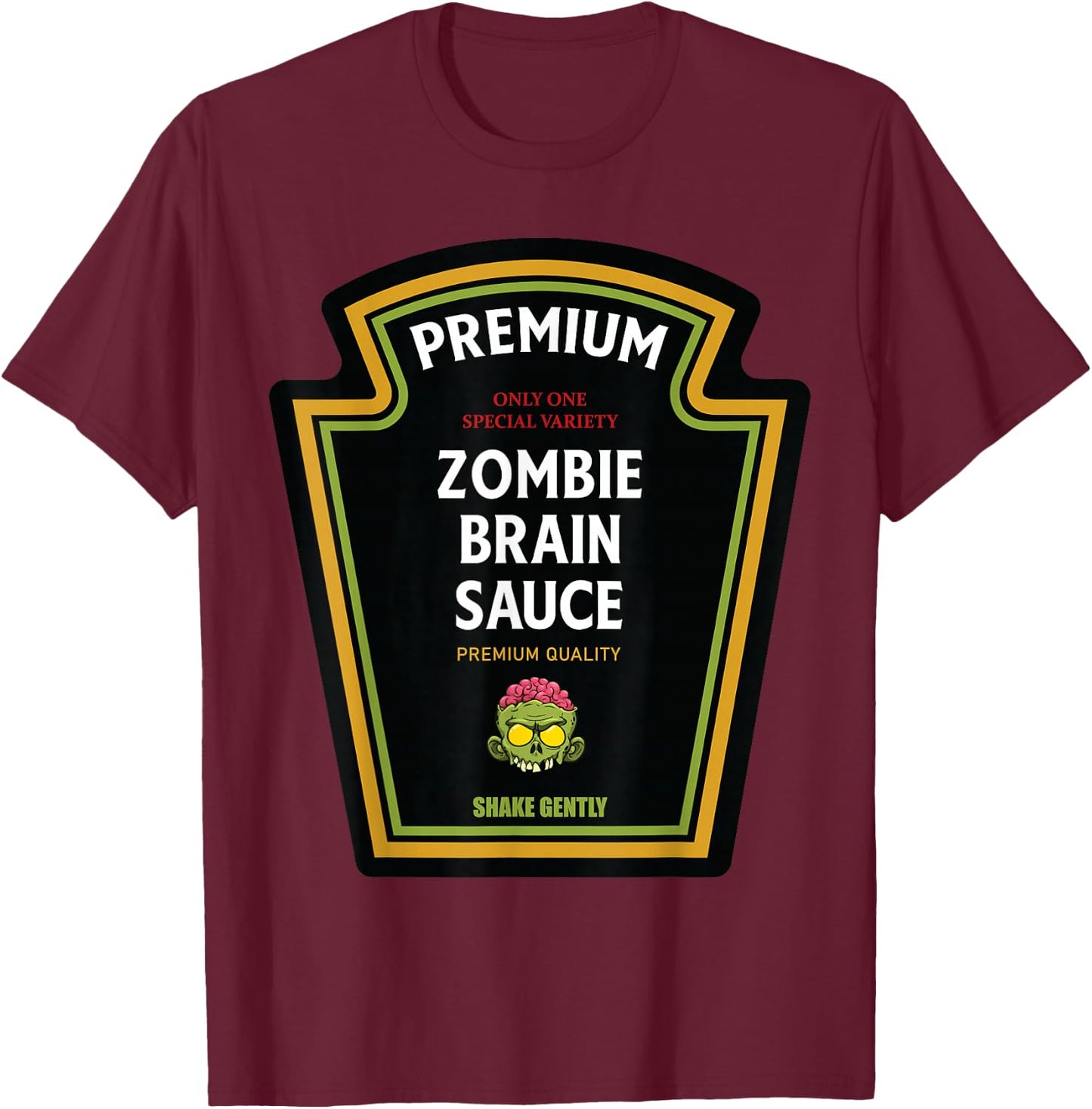 Zombie Brain Sauce 2024 Halloween Ketchup Matching Costume T-Shirt - T-Shirt | Maroon