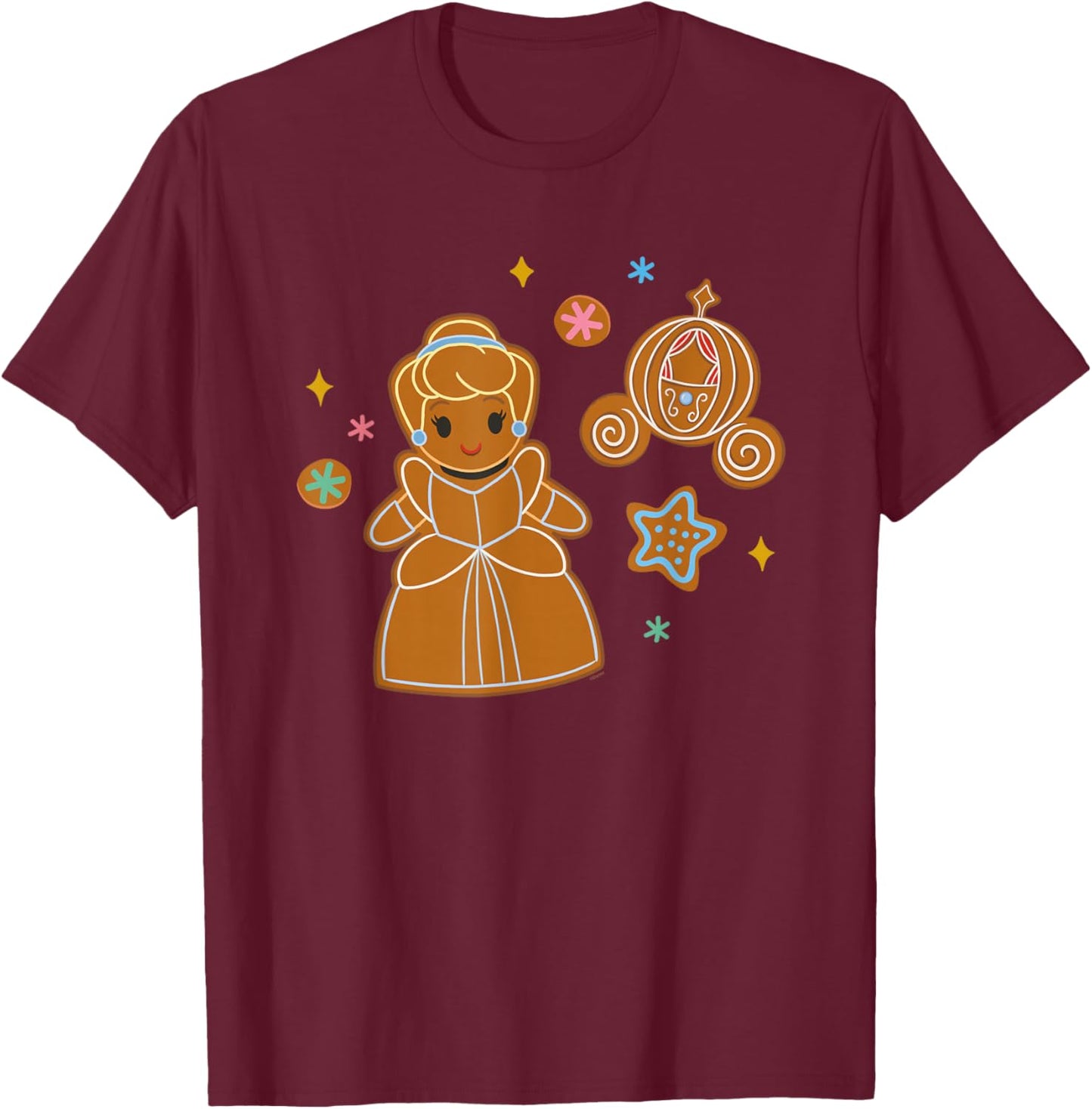 Disney Princess Holiday Christmas Gingerbread Cinderella T-Shirt - T-Shirt | Maroon