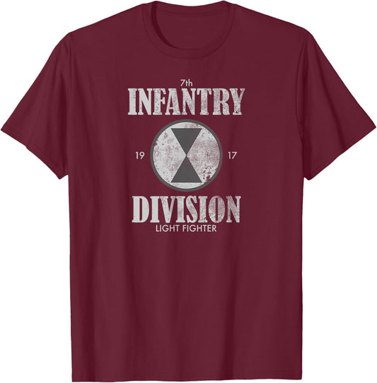 7th Infantry Division (distressed) T-Shirt - T-Shirt | Maroon