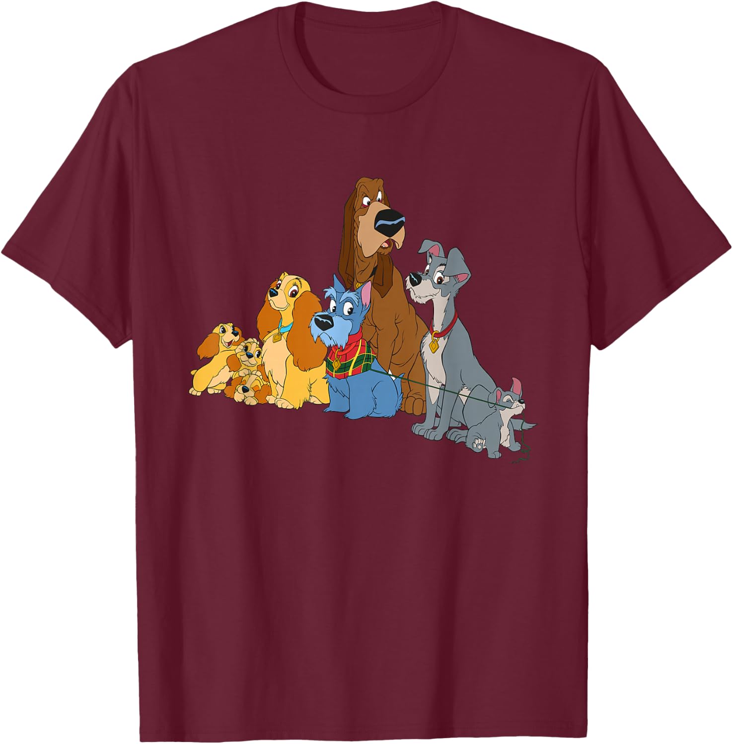 Disney Lady and The Tramp Dogs T-Shirt - T-Shirt | Maroon