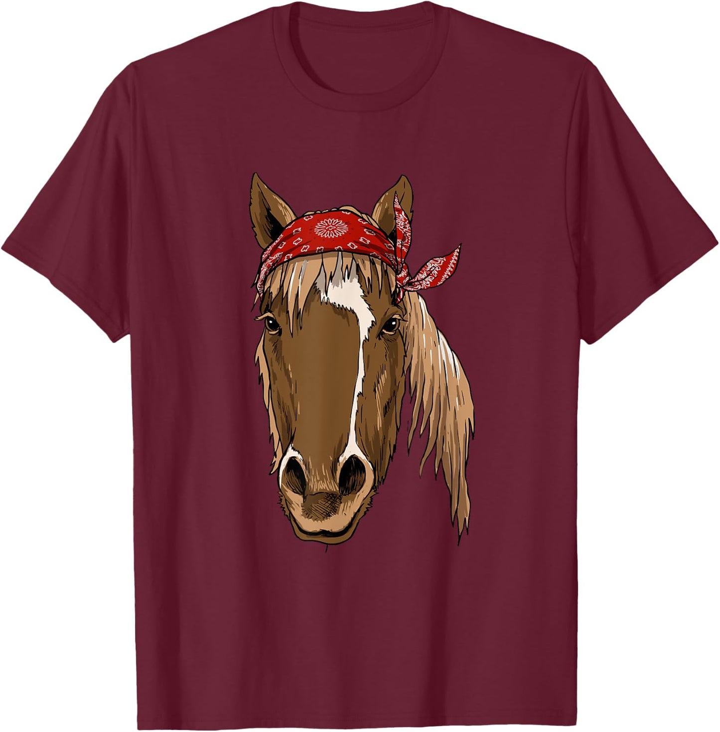 Horse Bandana Shirt for Horseback Riding Horse Lover T-Shirt - T-Shirt | Maroon
