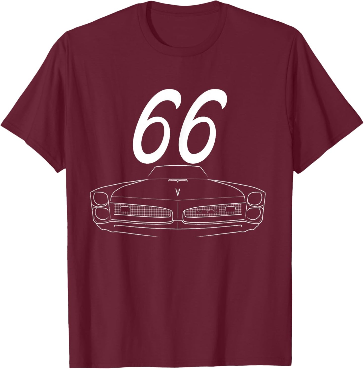 1966 66 GTO Classic Car Old School Muscle Yellow Car T-Shirt - T-Shirt | Maroon