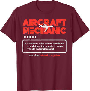 Aircraft Mechanic Definition Airplane Technician Men Women T-Shirt - T-Shirt | Maroon