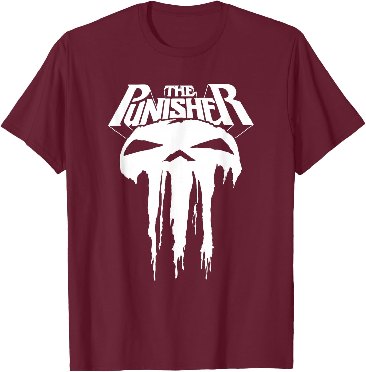 Marvel Punisher Melting Skull Vintage Chest Logo T-Shirt - T-Shirt | Maroon