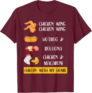 Viral Chicken Wing Chicken Wing Hot Dog & Bologna Song Lyric T-Shirt - T-Shirt | Maroon