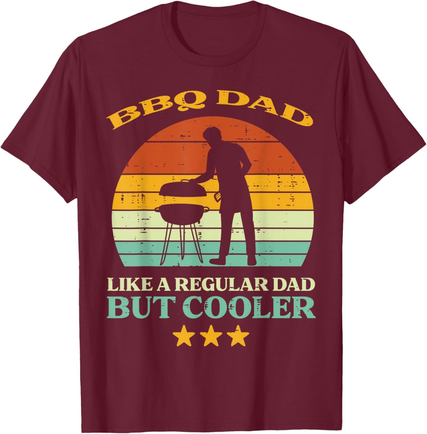 Bbq Dad Cooler Retro Barbecue Grill Fathers Day Daddy Papa T-Shirt - T-Shirt | Maroon