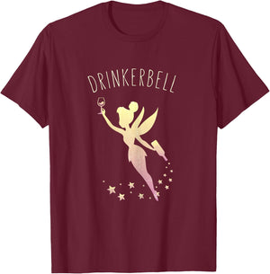Drinkerbell Fairy Stars Cute Wine Drinking T-Shirt - T-Shirt | Maroon