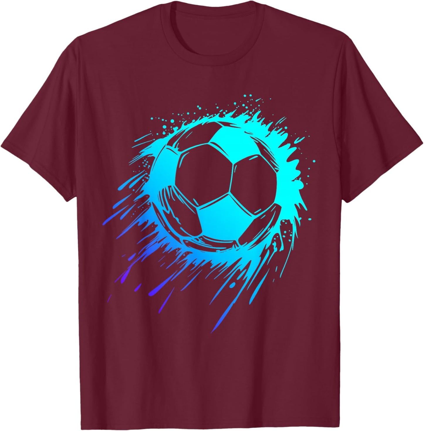 Blue Soccer Ball Soccer Player Soccer Boys Soccer T-Shirt - T-Shirt | Maroon