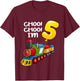Kids Choo Choo I'm 5 Years Old Locomotive Boys Train 5th Birthday T-Shirt - T-Shirt | Maroon