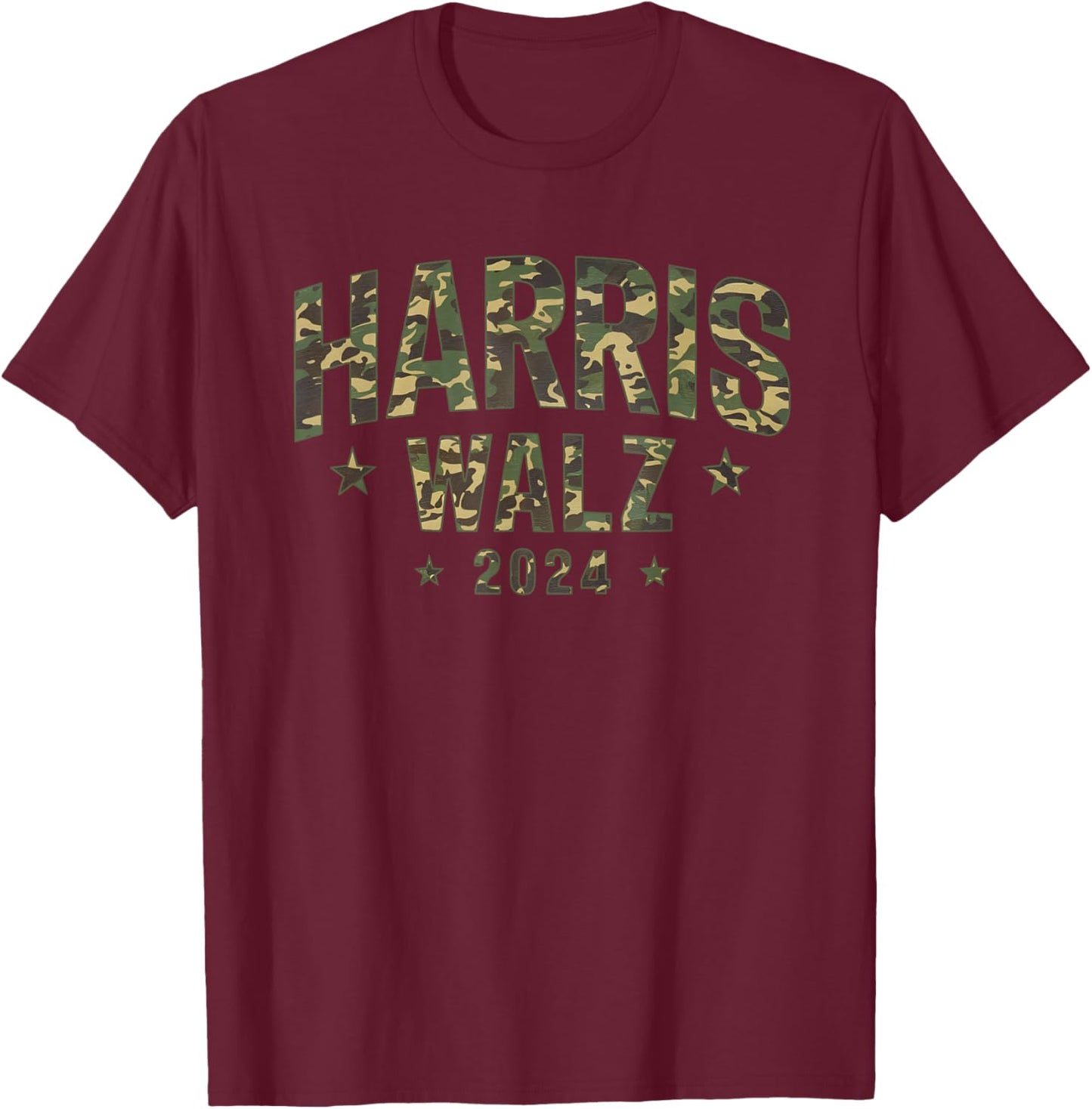 Camo Harris Walz 2024 Election Tim Walz Kamala Camouflage T-Shirt - T-Shirt | Maroon