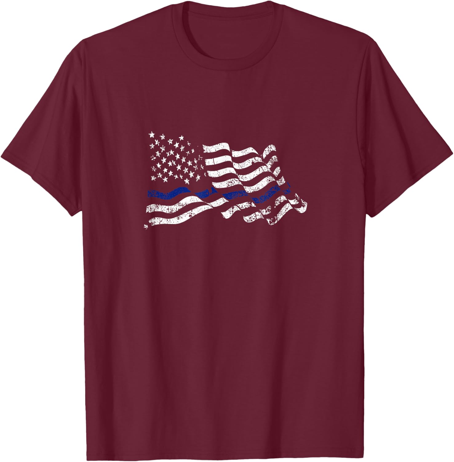 Thin Blue Line Flag Back The Blue Patriotic Police Men T-Shirt - T-Shirt | Maroon
