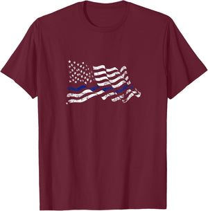 Thin Blue Line Flag Back The Blue Patriotic Police Men T-Shirt - T-Shirt | Maroon