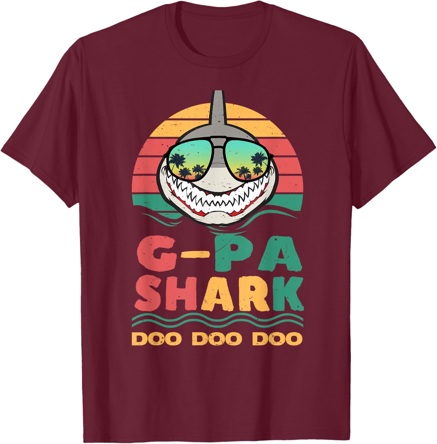 G-pa Shark Father's Day Papa Dad Grandpa Men Gift T-Shirt - T-Shirt | Maroon