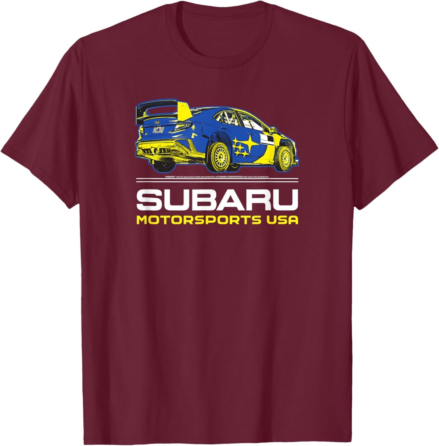 Subaru Rally Car Colorful Racing Logo Sports Car Brand T-Shirt - T-Shirt | Maroon