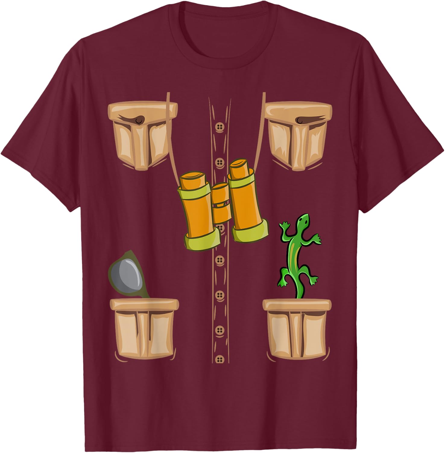 Halloween Animal Zookeeper, Jungle Safari Explorer Vest Kids T-Shirt - T-Shirt | Maroon