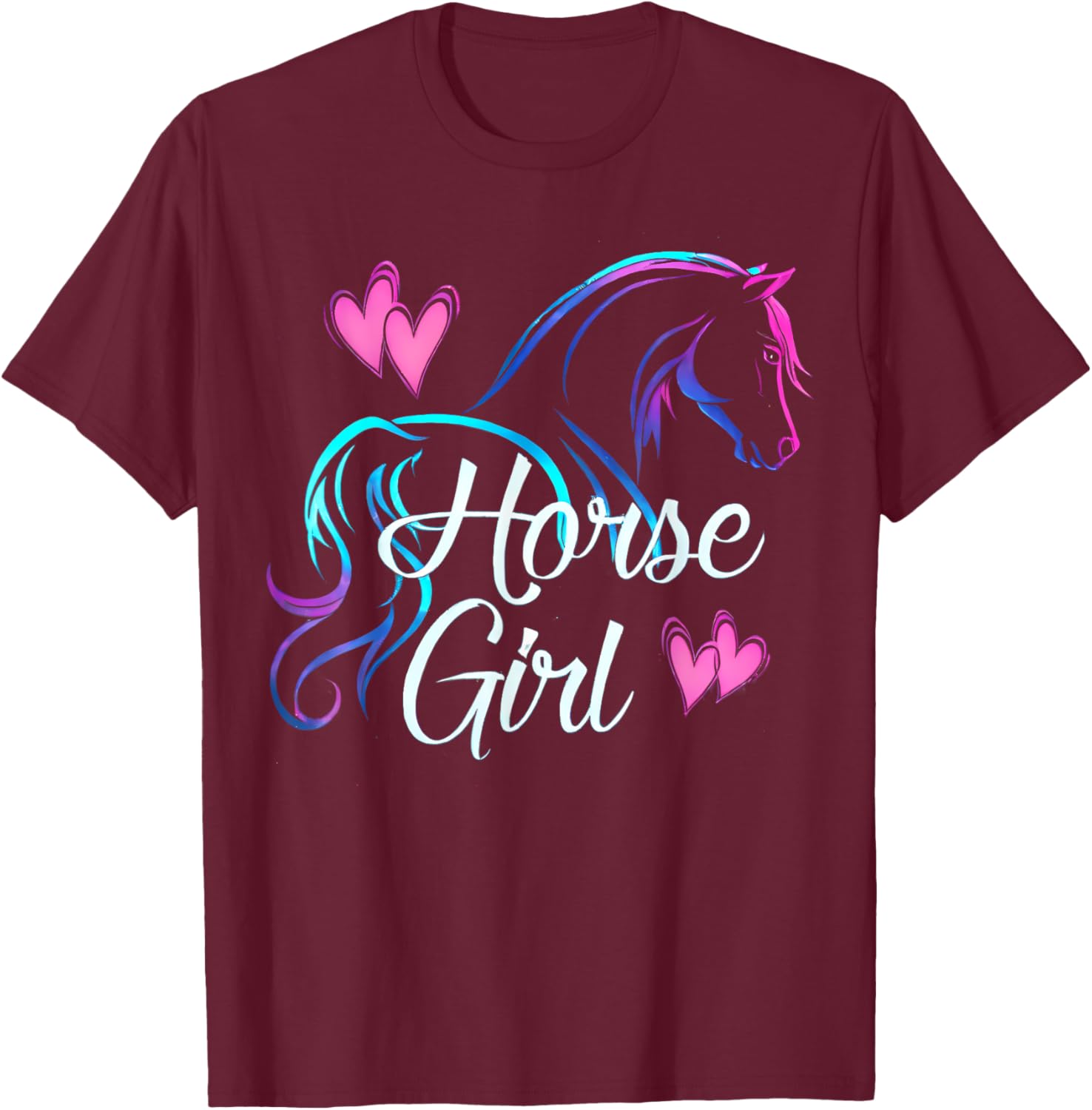 Horse Girl Riding Horse Girl Love Riding Fun for Kids and Women T-Shirt - T-Shirt | Maroon