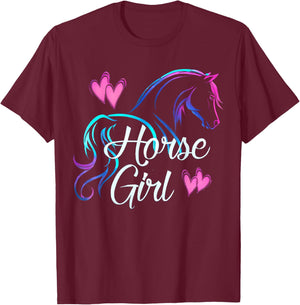 Horse Girl Riding Horse Girl Love Riding Fun for Kids and Women T-Shirt - T-Shirt | Maroon