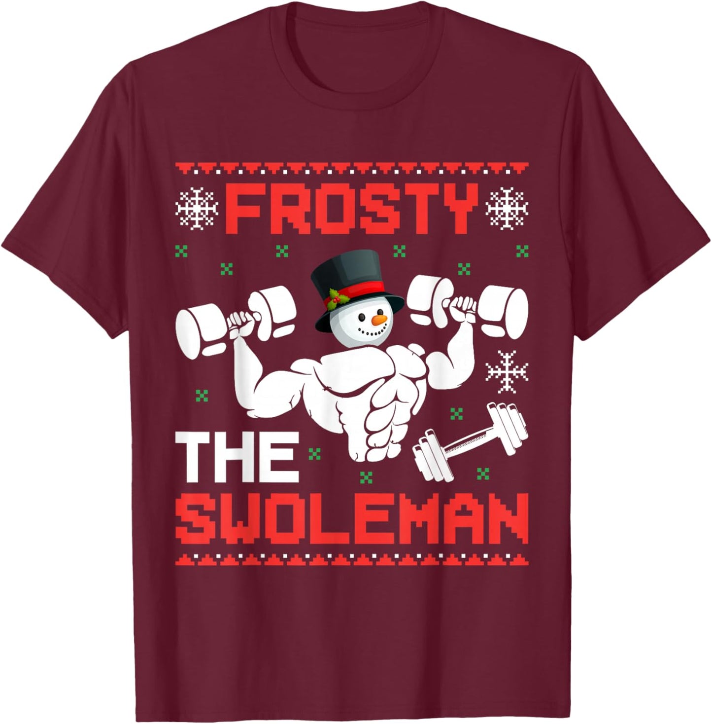 The Swoleman Ugly Christmas Gym T-Shirt - T-Shirt | Maroon