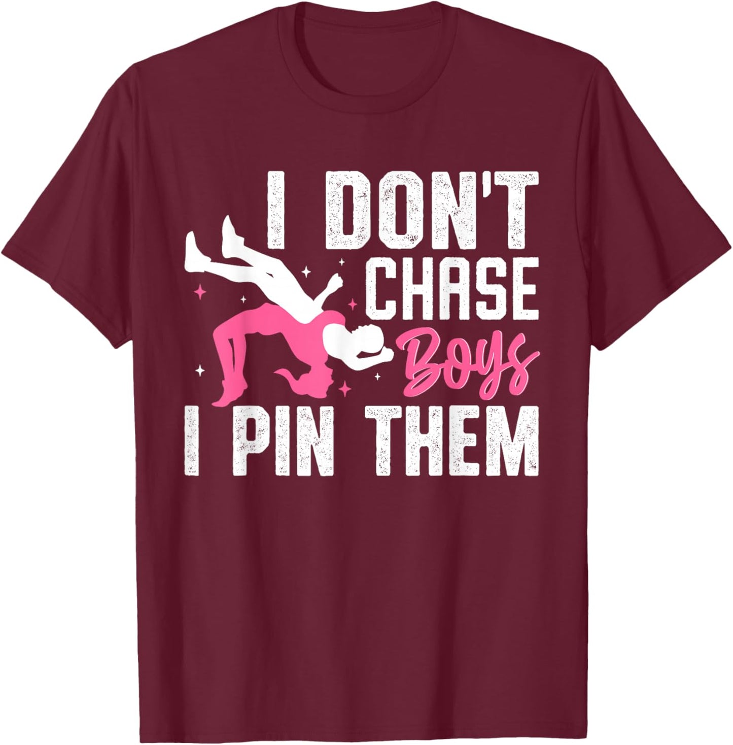Wrestling Shirt Women Girls Funny Wrestler Mom Wrestle T-Shirt - T-Shirt | Maroon