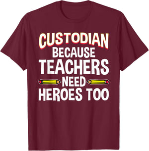 School Custodian Design Women Custodian Appreciation T-Shirt - T-Shirt | Maroon