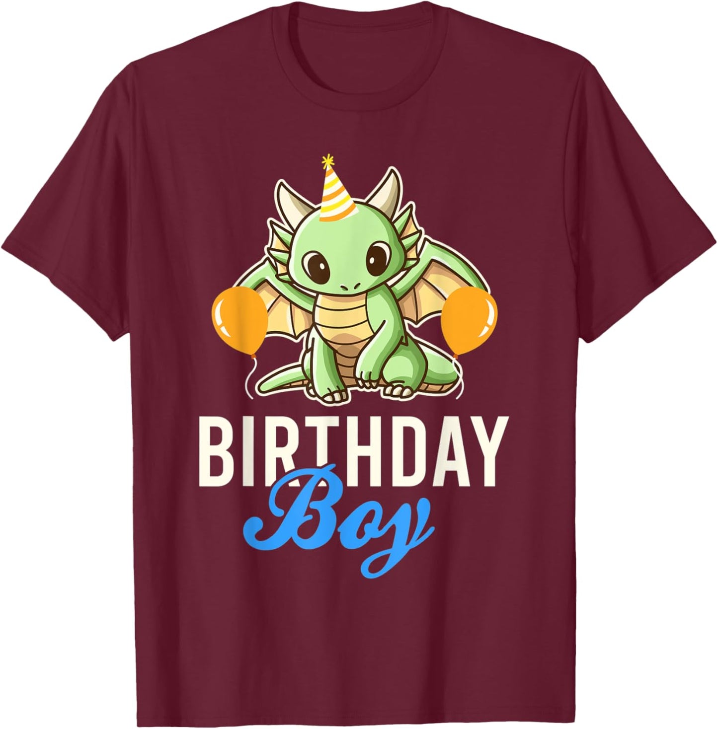 Cute Dragon Birthday Boy T-Shirt - T-Shirt | Maroon
