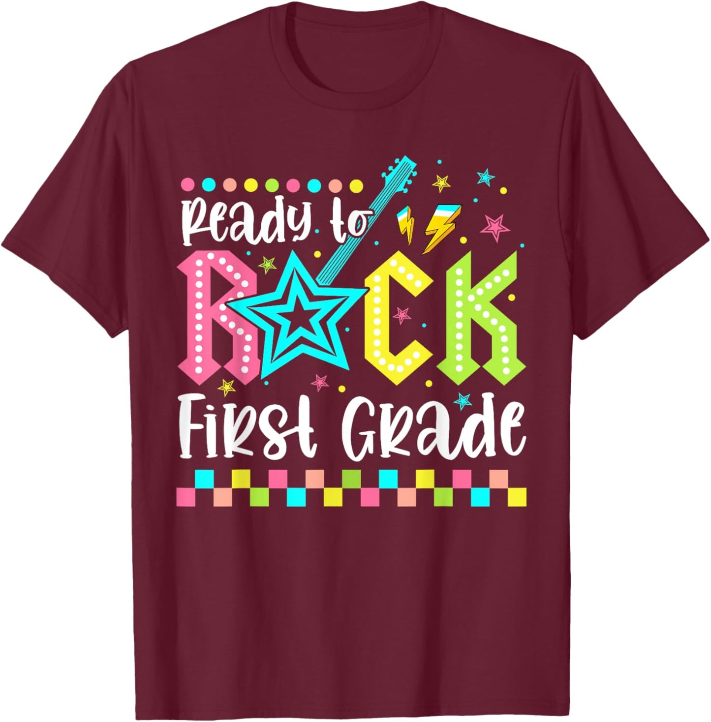 Ready To Rock First Grade Back To School 1st Grade Boys Kids T-Shirt - T-Shirt | Maroon