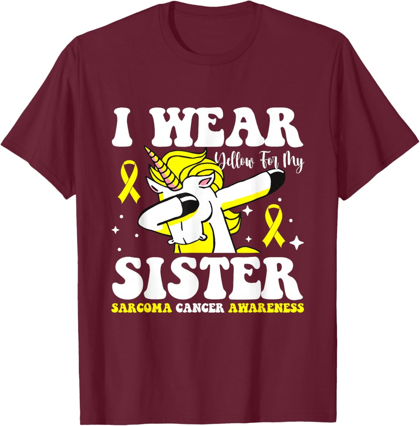 Wear Yellow Ribbon Warrior Fighter Sarcoma Awareness Month T-Shirt - T-Shirt | Maroon