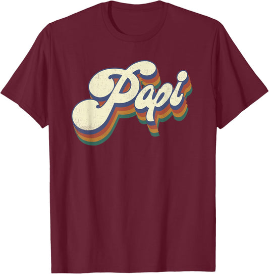 Papi Gifts Retro Vintage Father's Day Papi T-Shirt - T-Shirt | Maroon