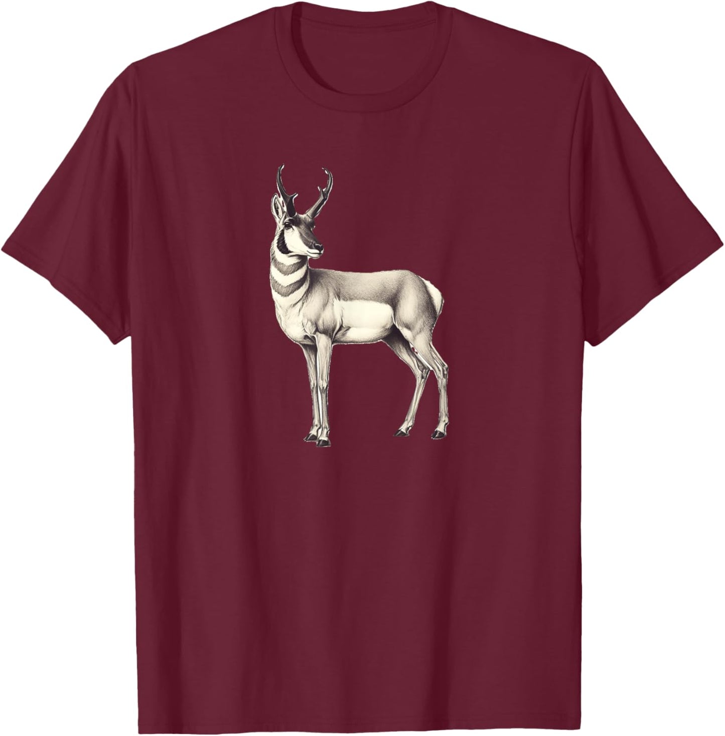 Pronghorn Antelope Simple Wildlife Graphic T-Shirt - T-Shirt | Maroon