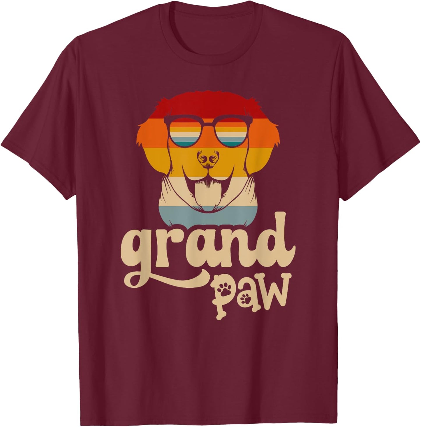 Grandpaw Grand paw Retriever Grandpa Funny Vintage Dog Lover T-Shirt - T-Shirt | Maroon