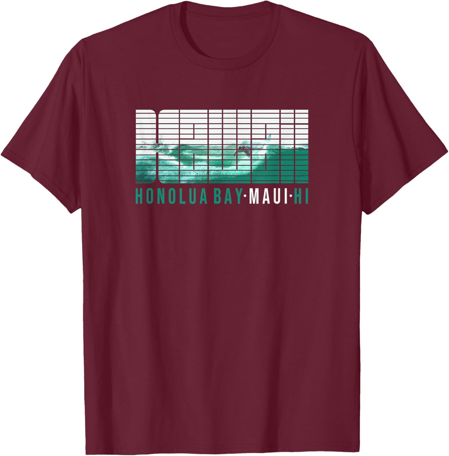 Hawaii MAUI Honolua Bay Hawaiian Surfing T-Shirt - T-Shirt | Maroon
