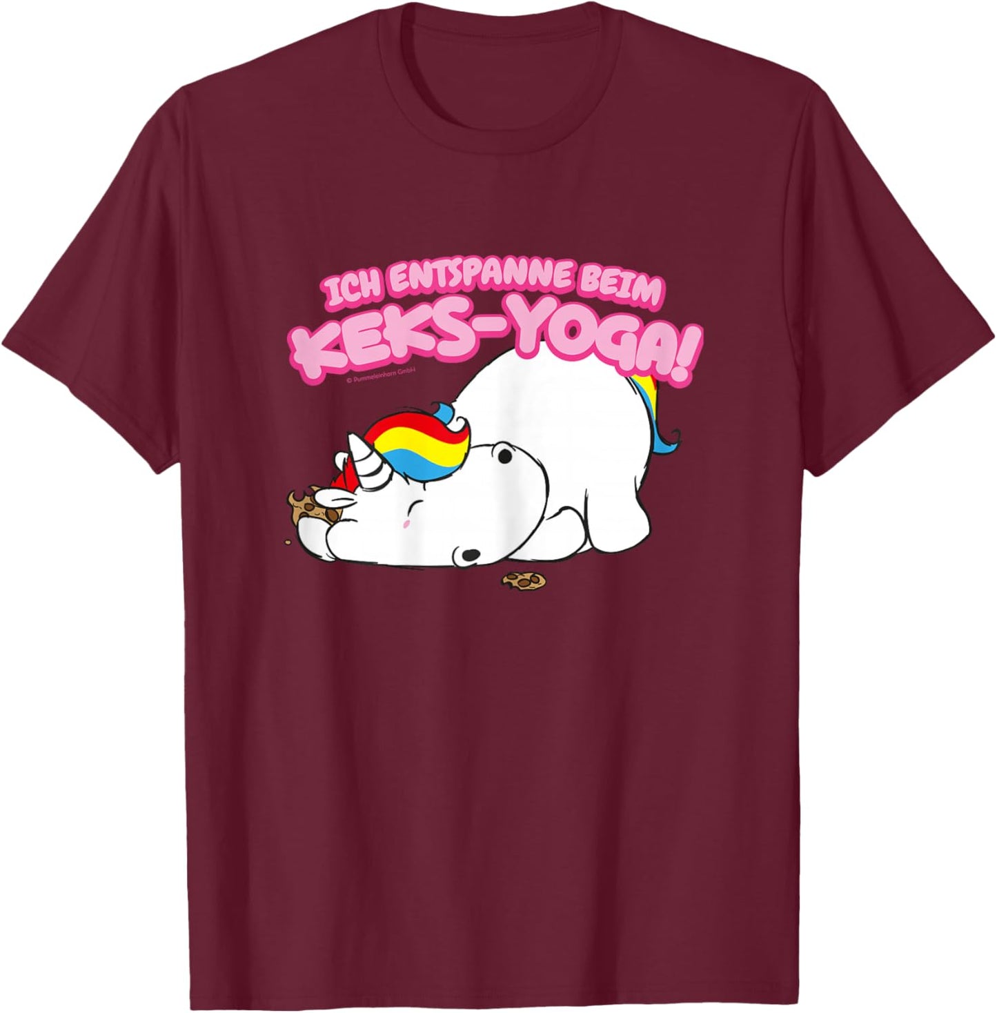 Pummeleinhorn - Ich Enstpanne Beim Keks-Yoga FUN T-Shirt - T-Shirt | Maroon