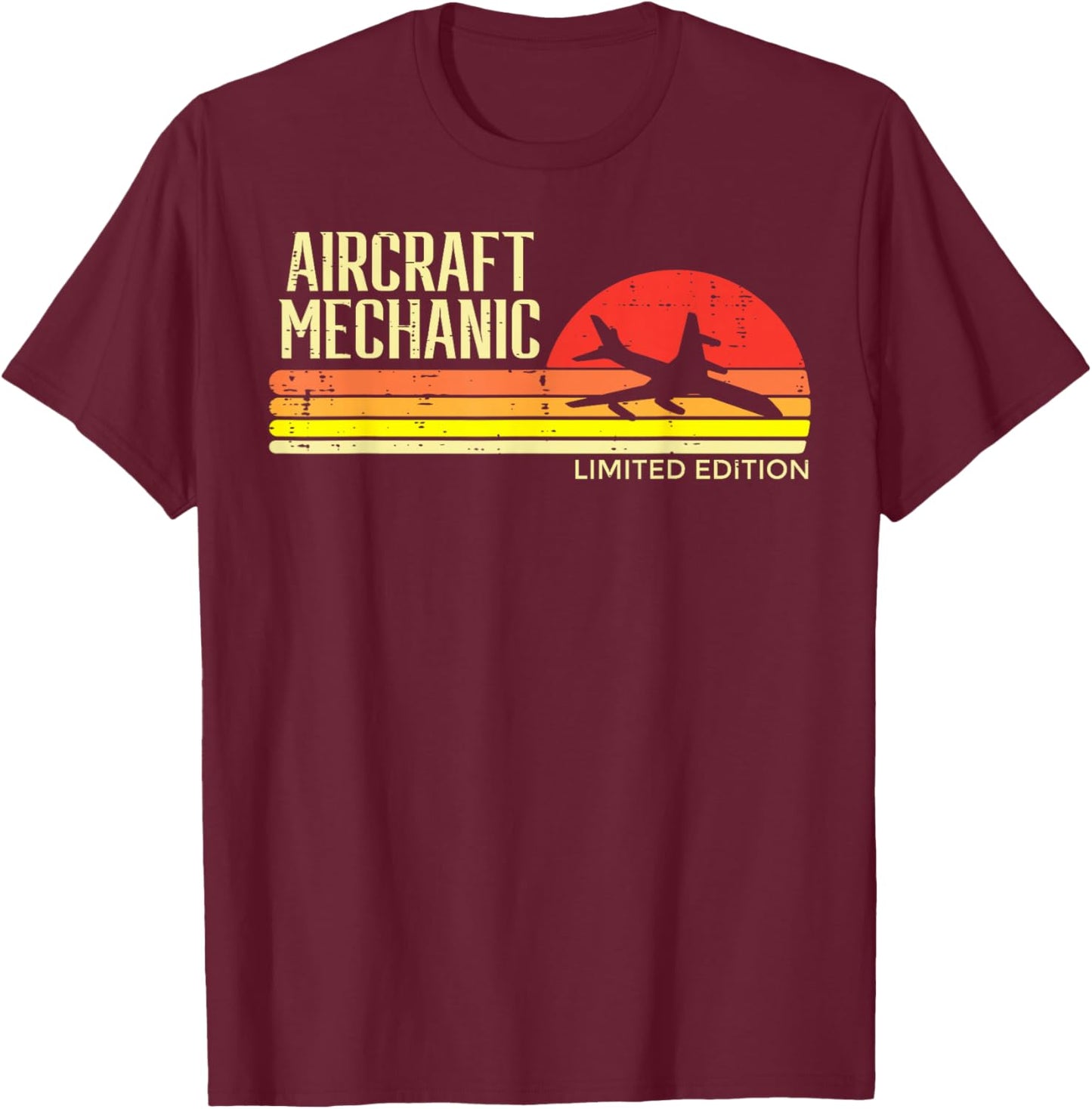 Aircraft Mechanic Limited Edition Retro Aviation Men Women T-Shirt - T-Shirt | Maroon