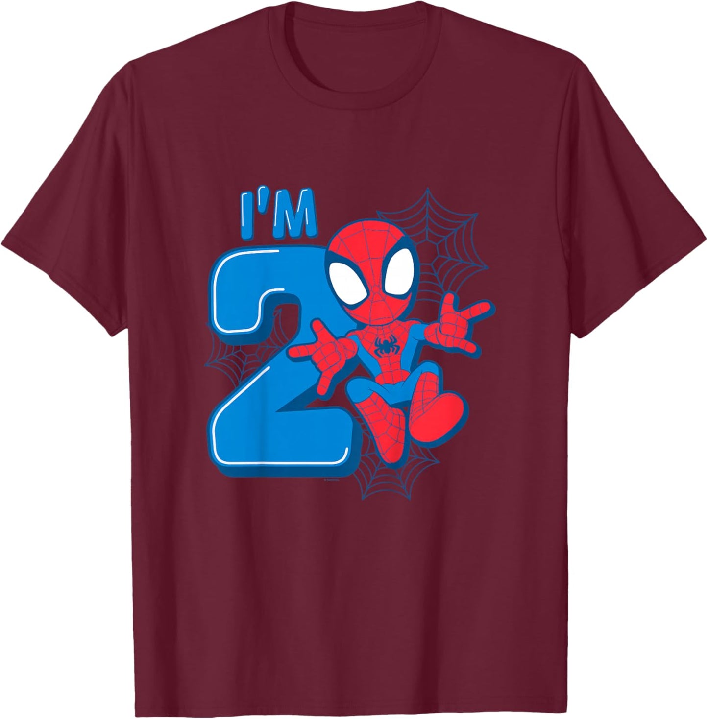 Kinder Marvel Spider-Man Cute Spidey 2nd Birthday I'm 2 T-Shirt - T-Shirt | Maroon
