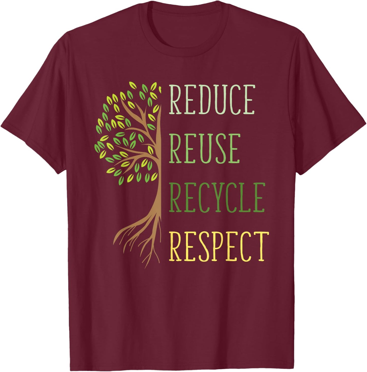 Earth Day Shirt Reduce Reuse Recycle Environmental Ecology T-Shirt - T-Shirt | Maroon