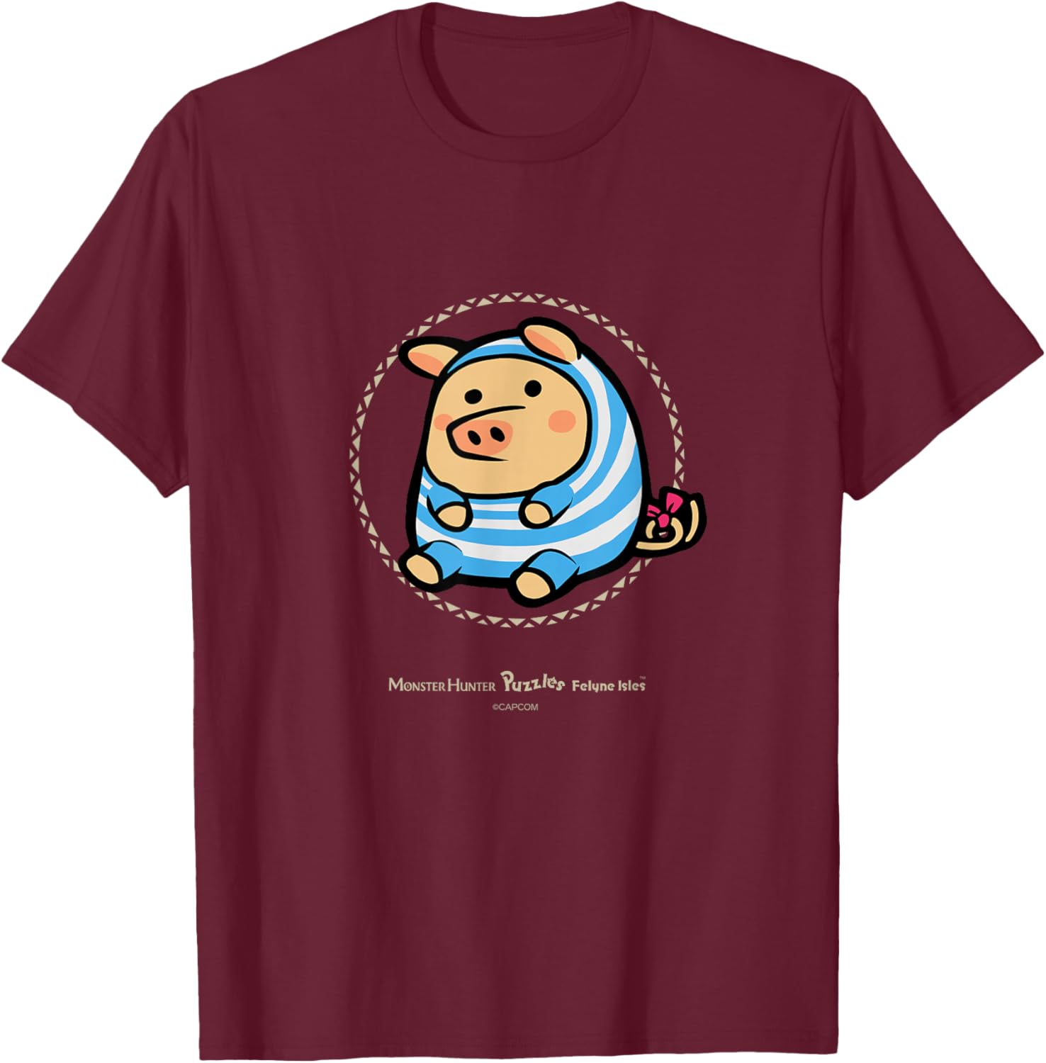 Monster Hunter Puzzles: Felyne Isles Radical Poogie T-Shirt - T-Shirt | Maroon
