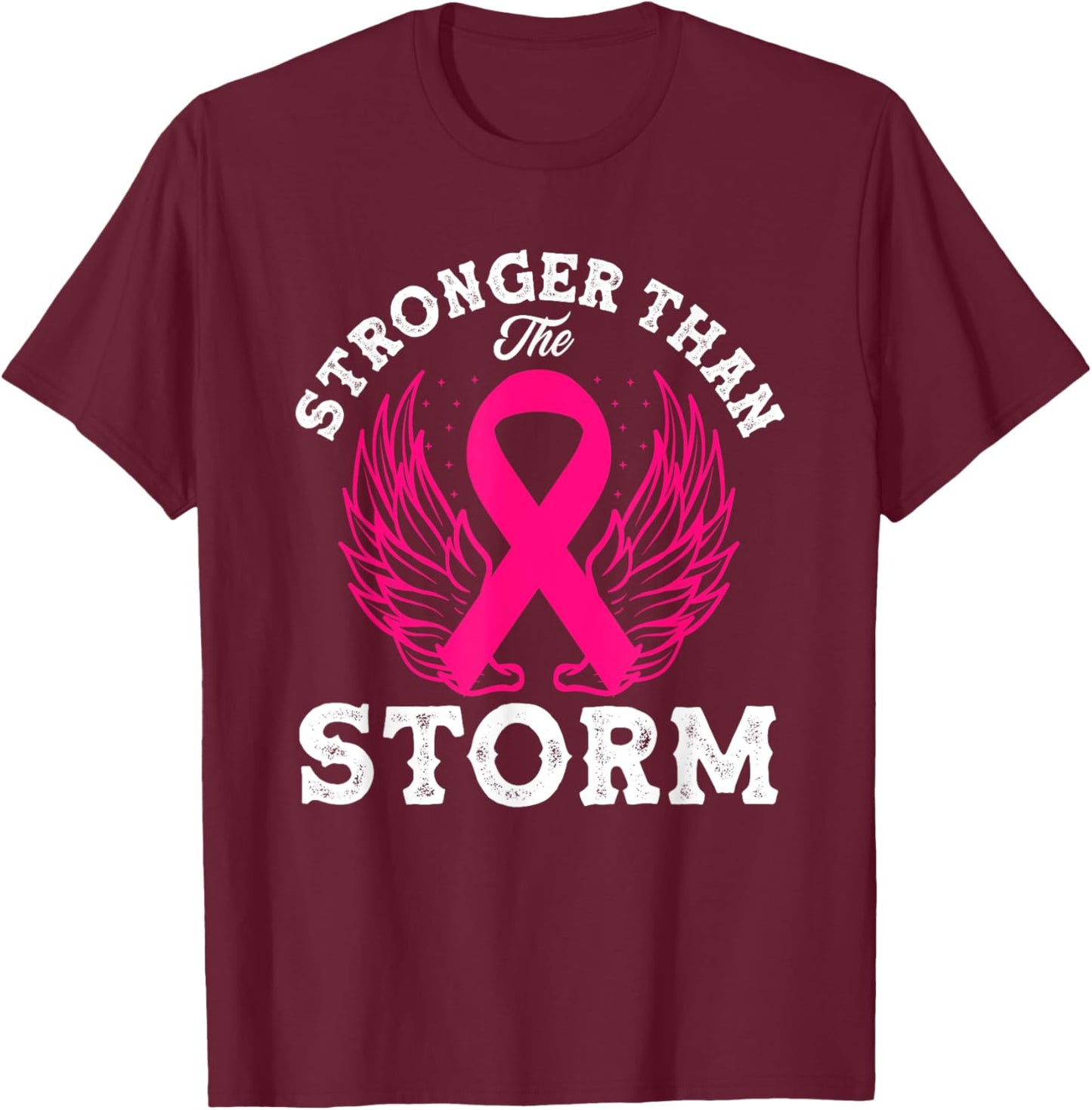Stronger Than The Storm Breast Cancer Awareness T-Shirt - T-Shirt | Maroon