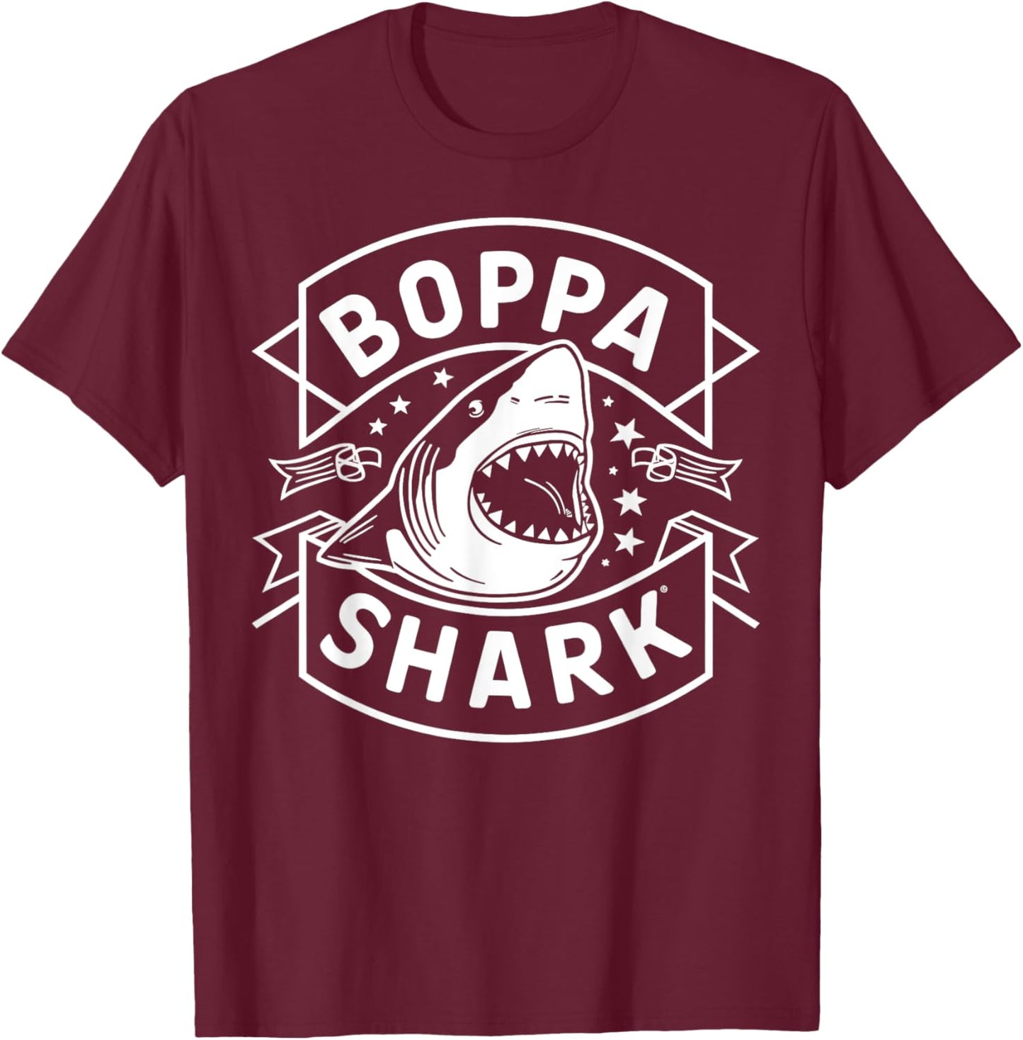 Boppa Shark Grandpa Gifts Funny Graphic T-Shirt - T-Shirt | Maroon