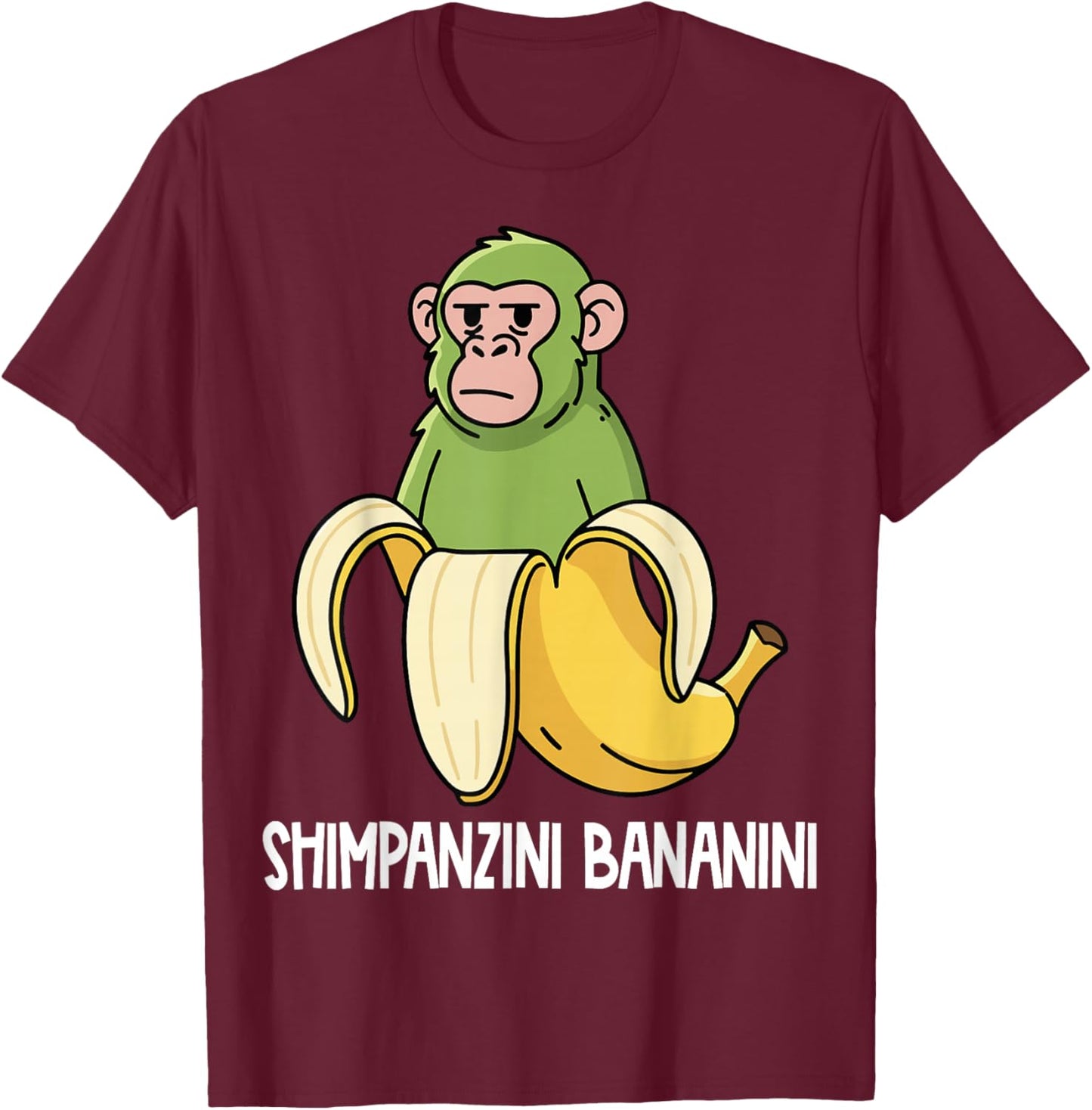 Italian Characters Brainrot Shimpanzini Bananini T-Shirt - T-Shirt | Maroon