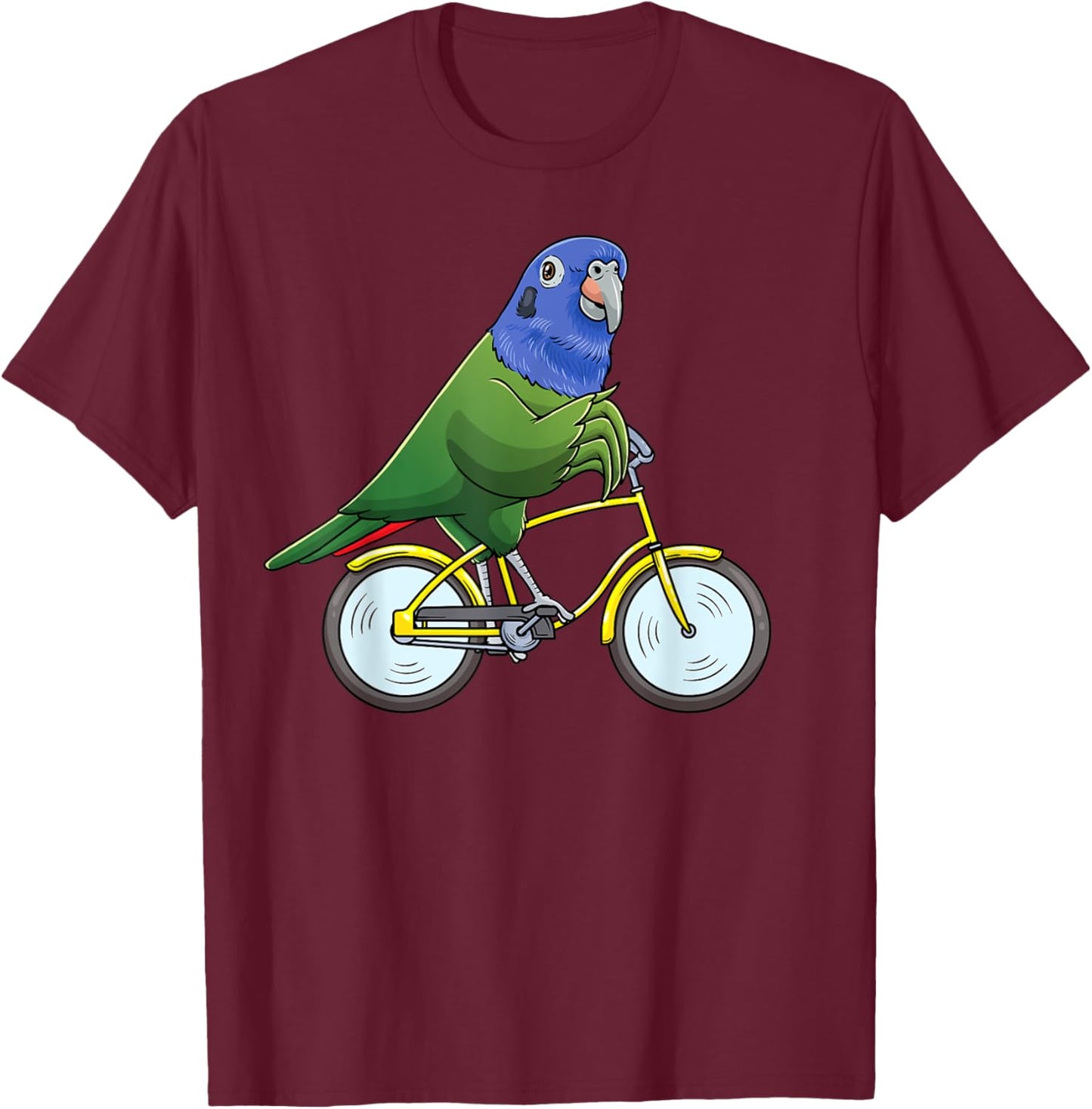 Pionus Parrot On A Bike Bird Riding Bicycle T-Shirt - T-Shirt | Maroon