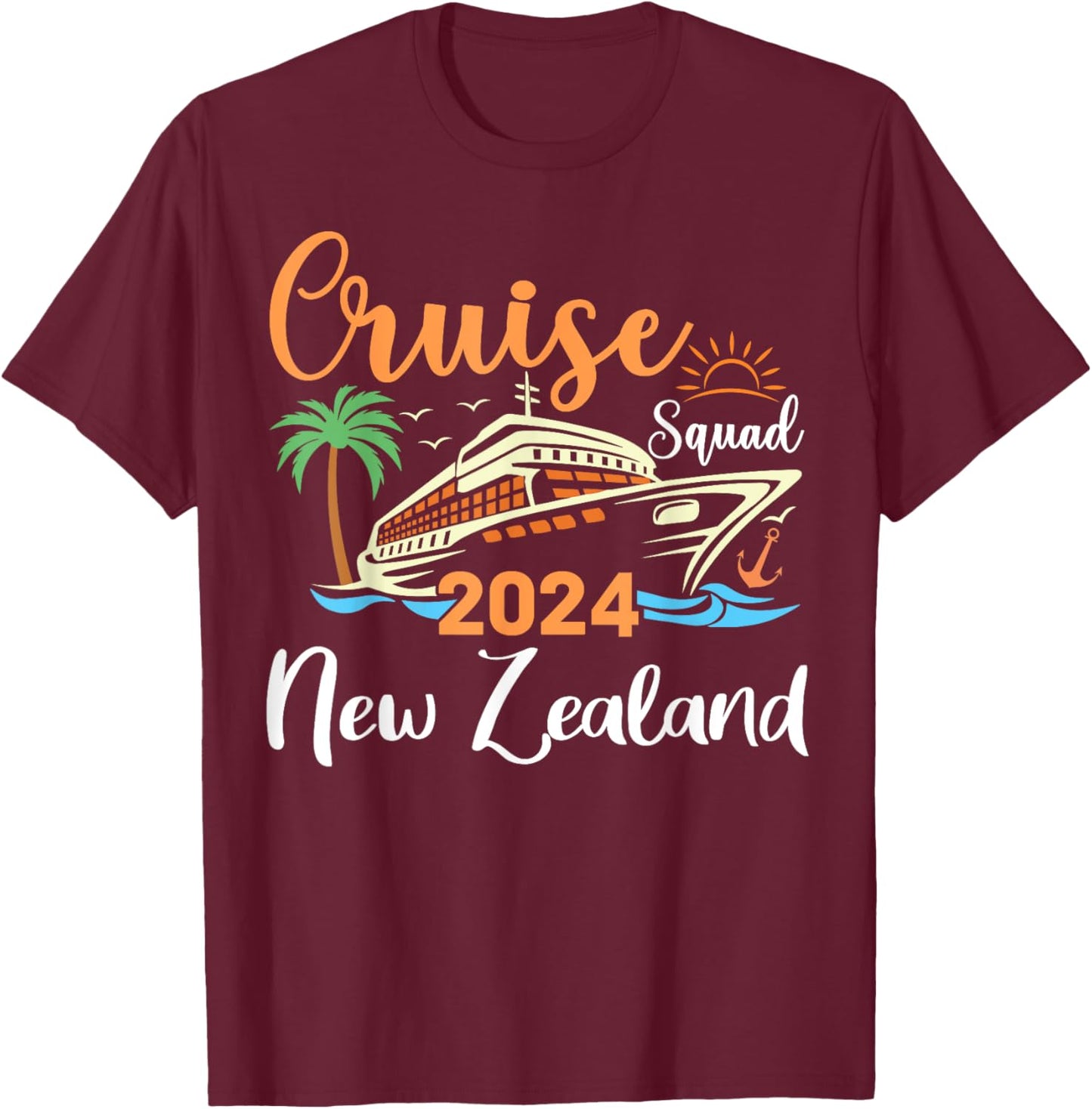 New Zealand Cruise Squad 2024 Family Holiday Matching T-Shirt - T-Shirt | Maroon