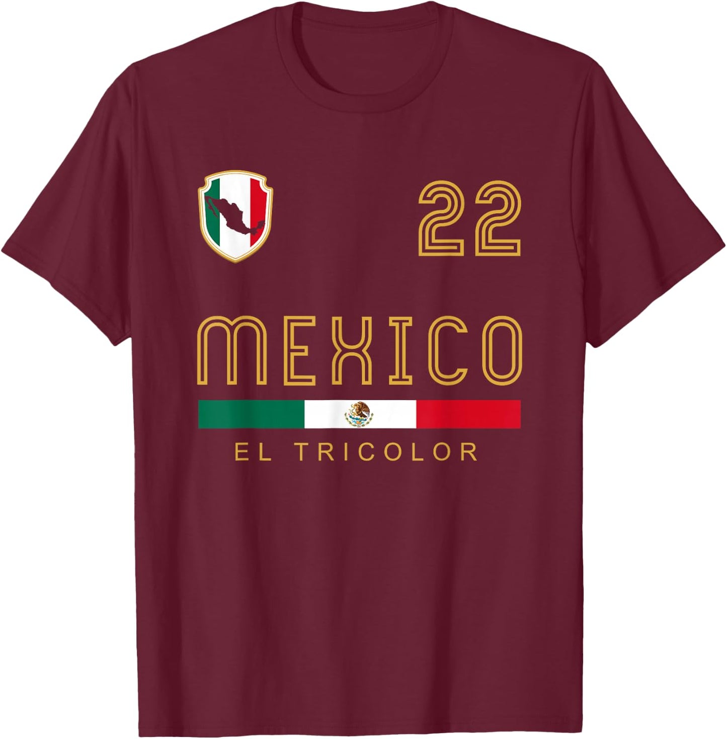 Vintage Mexico Football Flags Fan Gift T-Shirt - T-Shirt | Maroon