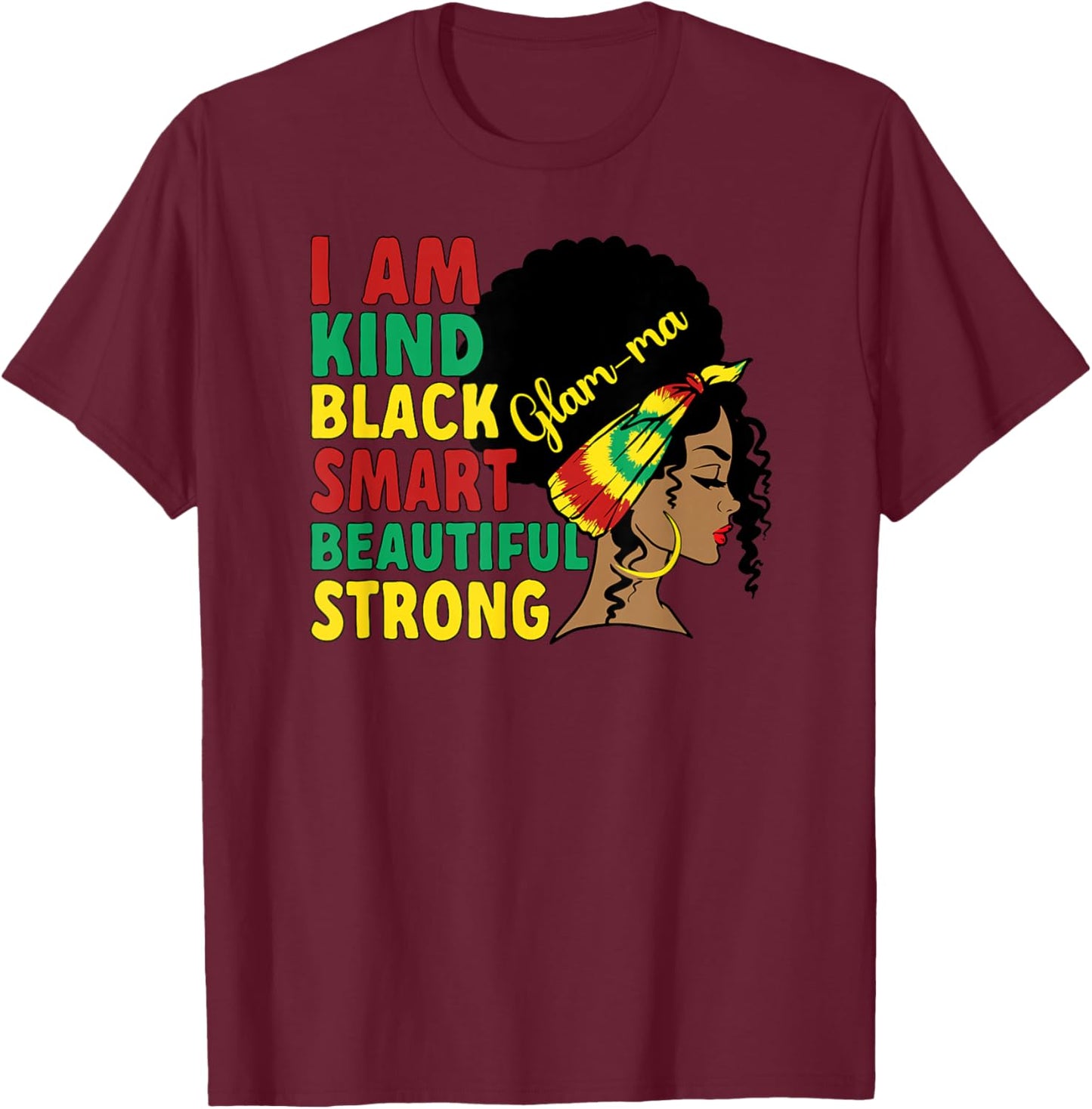 Black Glam-Ma Grandmother African American Glam-Ma Grandma T-Shirt - T-Shirt | Maroon
