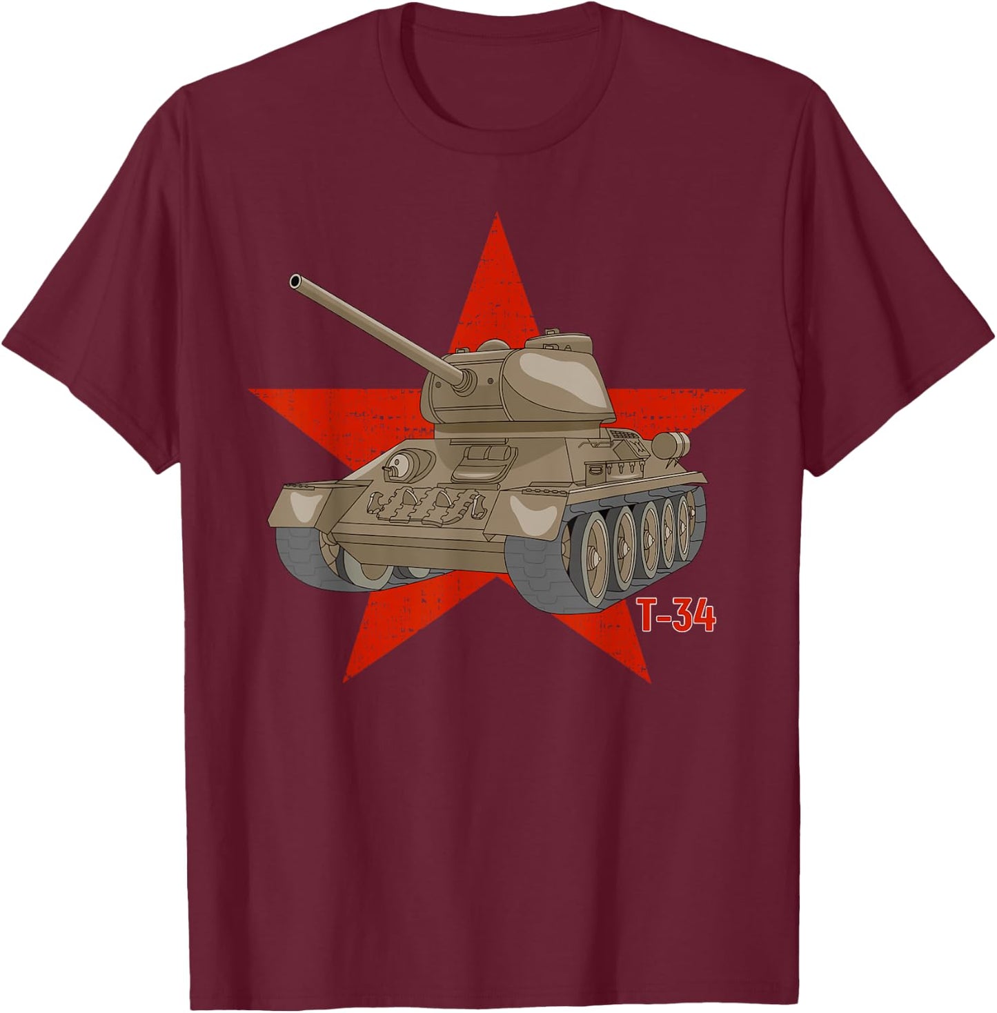 T-34 Soviet Tank WWII Army Tank T-Shirt - T-Shirt | Maroon