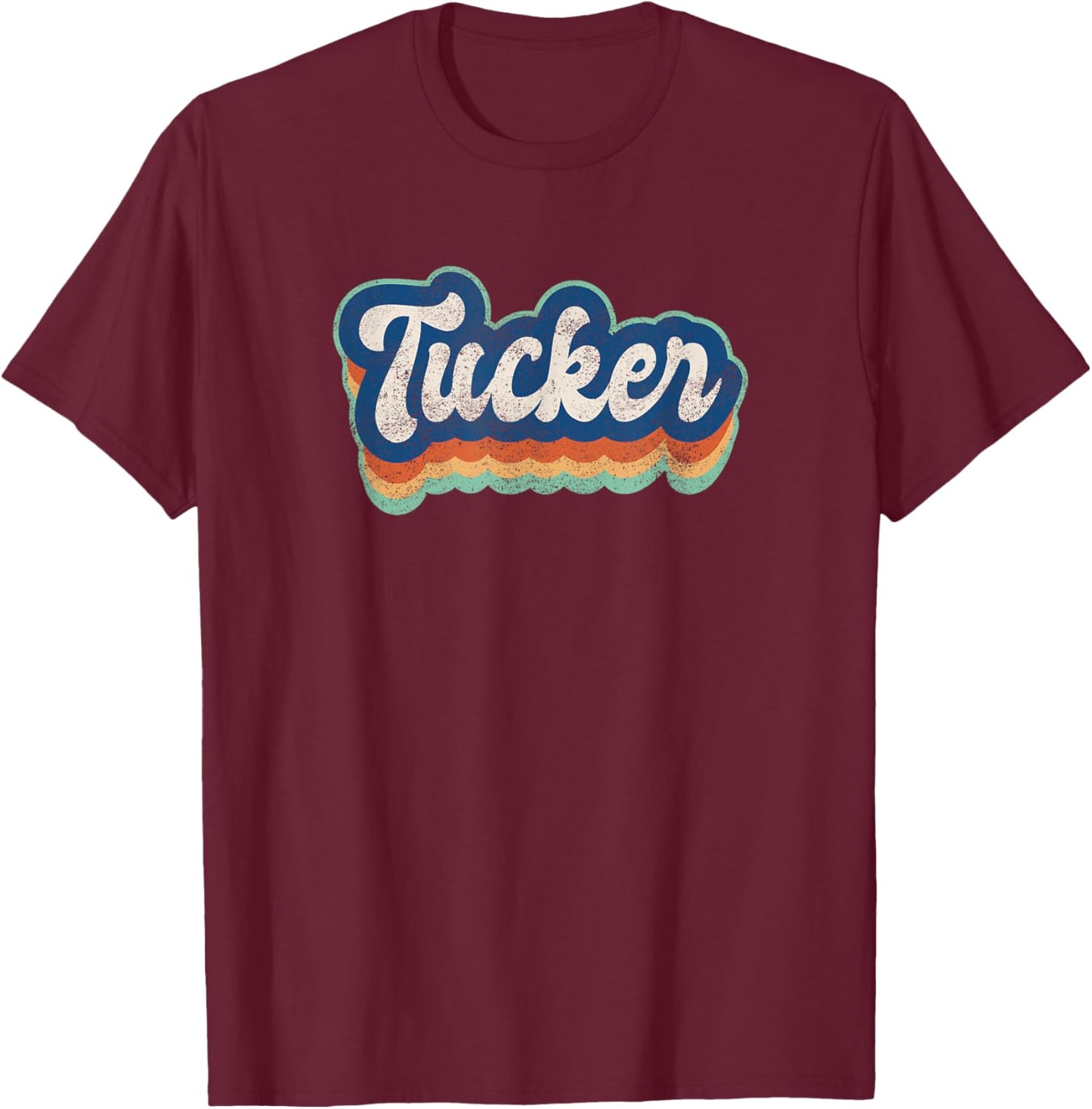 Tucker First Name Boy Vintage Style 70s 80s Personalized T-Shirt - T-Shirt | Maroon