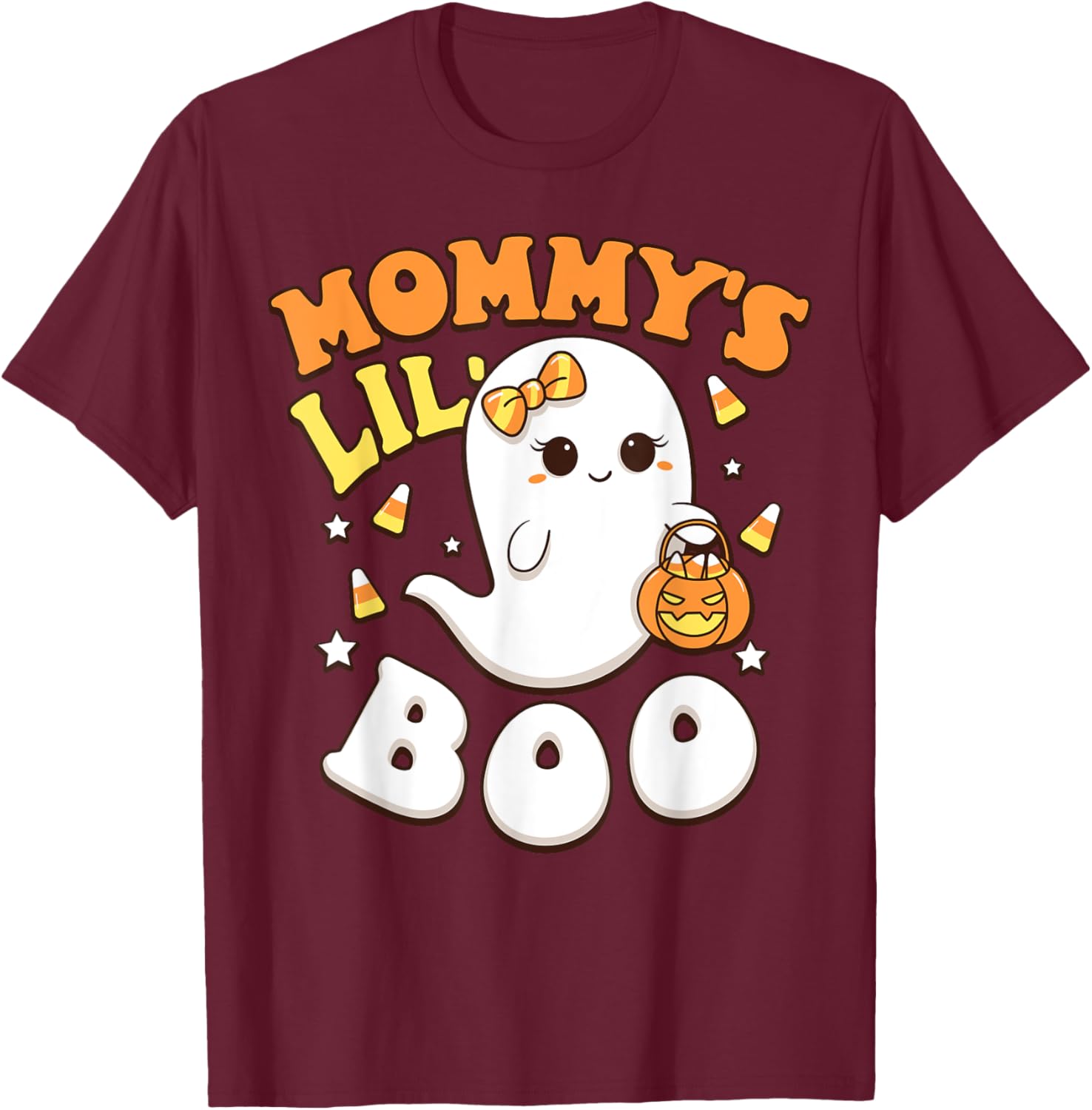 Mommy's Lil' Boo Baby Girls Toddler Halloween Cute Boo Ghost T-Shirt - T-Shirt | Maroon