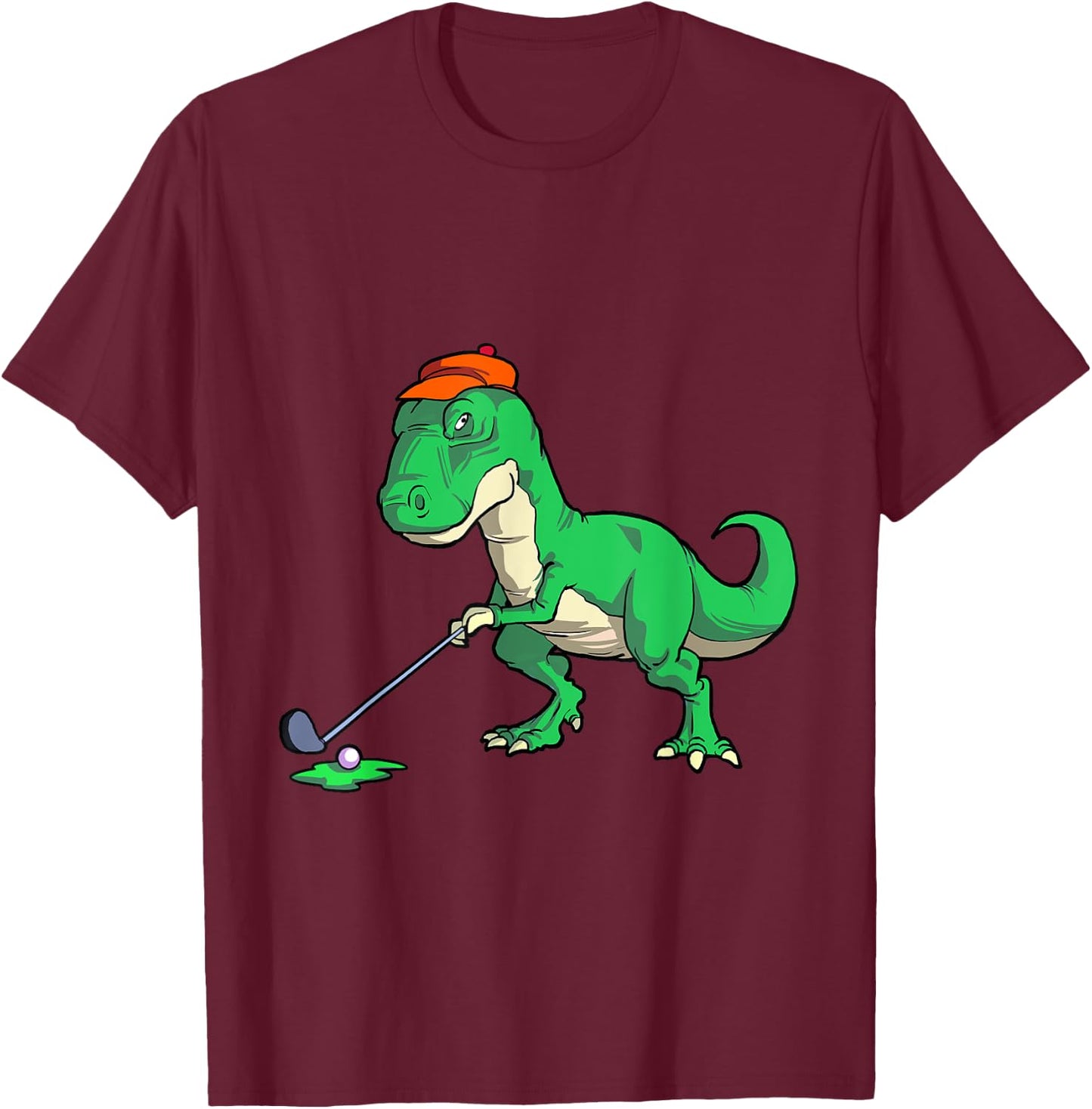 Funny T Rex Dinosaur Golf Gifts Shirts Golfer T-Shirt - T-Shirt | Maroon