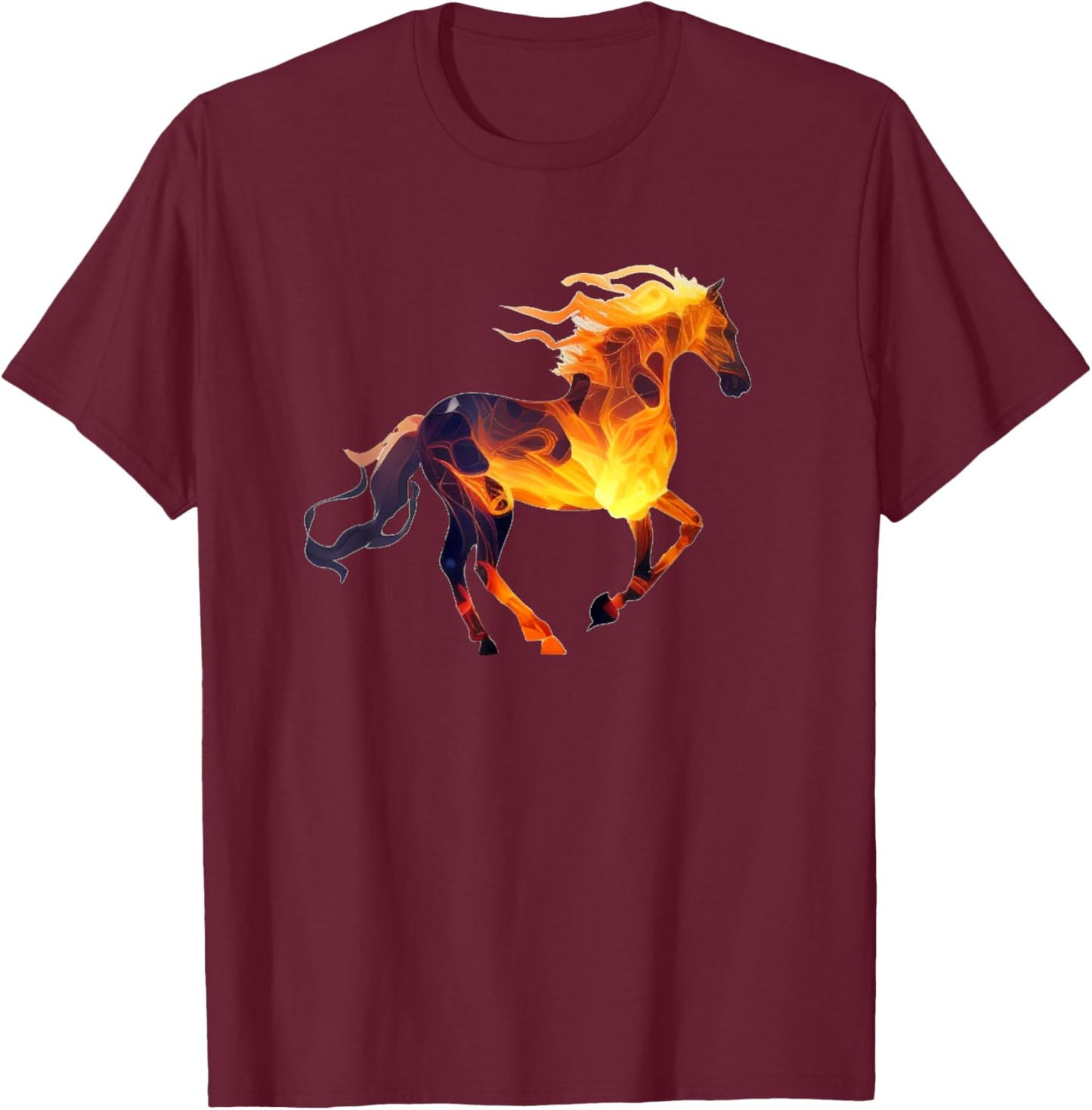 Funny running Fire Horse for burning Horse love T-Shirt - T-Shirt | Maroon
