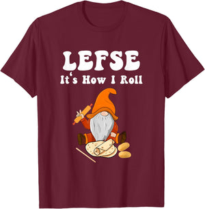 Lefse It's How I Roll Christmas T-Shirt - T-Shirt | Maroon
