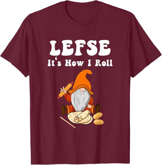Lefse It's How I Roll Christmas T-Shirt - T-Shirt | Maroon